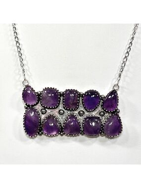 Amethyst Vintage Style 925 Gemstone Multi Stone Necklace